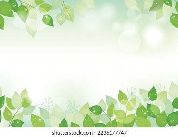 Seamless watercolor fresh green background with text space, vector illustration. Environmentally conscious image with plants and sunlight. Horizontally repeatable. Free Vector Image
