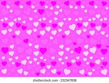 Seamless watercolor heart pattern on paper texture. Valentine's day background