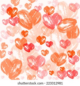  Seamless watercolor heart pattern. Valentine's day background