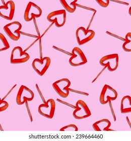 Seamless watercolor heart pattern  Valentine's day background