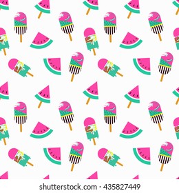 Seamless watercolor ice cream pattern 