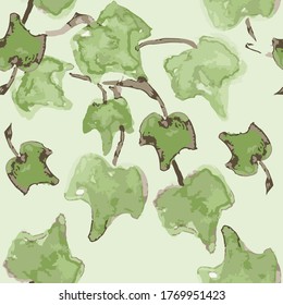 Seamless watercolor ivy leaves pattern. Great for fabric, wallpaper, invitations, scrapbooking, decoration, wrapping paper.