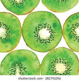 Seamless watercolor kiwi pattern Vector  illustration eps10 