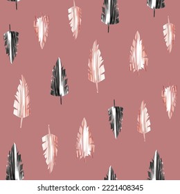 seamless watercolor leaf pattern on background