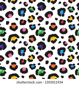 Seamless watercolor leopard pattern, endless background. animal print. vector illustration