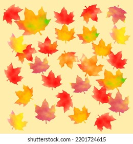Seamless watercolor maple leaves pattern. Vector illustration.