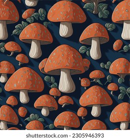 Seamless watercolor mushrooms pattern. Pattern for creating fabrics, wrapping paper, invitations.
