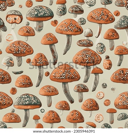 Seamless watercolor mushrooms pattern. Pattern for creating fabrics, wrapping paper, invitations.
