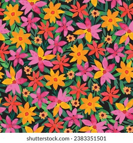 SEAMLESS WATERCOLOR PAINTED FLORAL TROPICAL FLOWERS VACATION HOLIDAY HAWAIIAN SUMMER ISLAND TEXTILE FABRIC PATTERN SWATCH