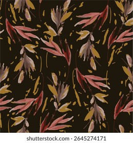  seamless watercolor pattern background. Leave vector illustration. Watercolor print in rustic vintage style, textile or wallpapers.