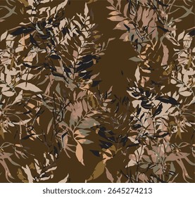  seamless watercolor pattern background. Leave vector illustration. Watercolor print in rustic vintage style, textile or wallpapers.