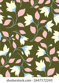  seamless watercolor pattern background. Leave vector illustration. Watercolor print in rustic vintage style, textile or wallpapers.