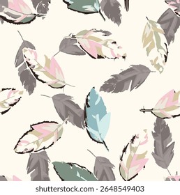  seamless watercolor pattern background. Leave vector illustration. Watercolor print in rustic vintage style, textile or wallpapers.