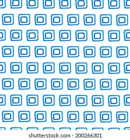 Seamless watercolor pattern with blue squares. Vector illustration.