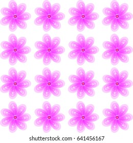 Seamless watercolor pattern of delicate pink flowers on a white background