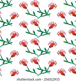 Seamless watercolor pattern of the elements of plants. Original floral background.