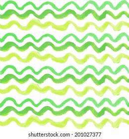 Seamless watercolor pattern. Green waves