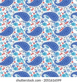 Seamless watercolor pattern with hand drawn leaves on white background. Ready for print