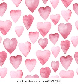 seamless watercolor pattern with hearts