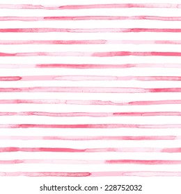 Seamless watercolor pattern. Pink stripes. Vector illustration