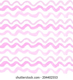 Seamless watercolor pattern. Pink waves