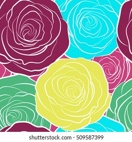 Seamless watercolor pattern with roses. Beautiful pattern for decoration and design. Trendy print. Exquisite pattern for design of watercolor sketches of the flowers. Vintage, retro.