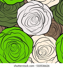 Seamless watercolor pattern with roses. Beautiful pattern for decoration and design. Trendy print. Exquisite pattern for design of watercolor sketches of the flowers. Vintage, retro.