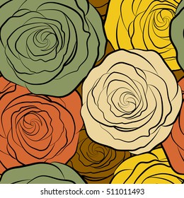 Seamless watercolor pattern with roses. Beautiful pattern for decoration and design. Trendy print. Exquisite pattern for design of watercolor sketches of the flowers. Vintage, retro.