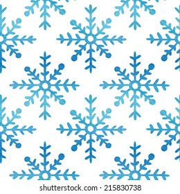 Seamless watercolor pattern with snowflakes. EPS 10. EPS 10. No transparency. No gradients.