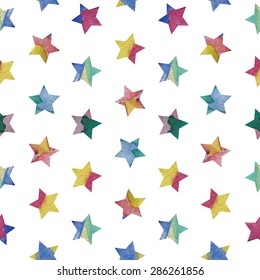 Seamless watercolor pattern with stars. Vector illustration