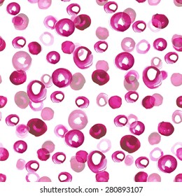Seamless watercolor pink circles. Vector