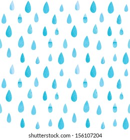 Seamless Watercolor Rain Pattern. Vector Illustration