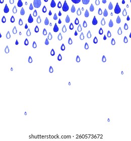 Seamless watercolor rainy pattern. Background for postcard. Vector illustration.