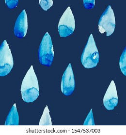 Seamless watercolor rainy pattern. Vector illustration