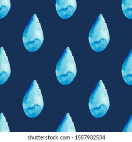 Seamless watercolor rainy pattern. Vector illustration