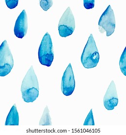 Seamless watercolor rainy pattern. Vector illustration