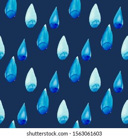 Seamless watercolor rainy pattern. Vector illustration