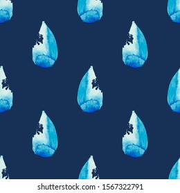 Seamless watercolor rainy pattern. Vector illustration