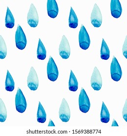 Seamless watercolor rainy pattern. Vector illustration