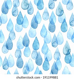 Seamless watercolor rainy pattern. Vector illustration