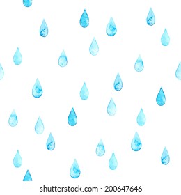 Seamless watercolor rainy pattern. Vector illustration