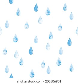 Seamless watercolor rainy pattern. Vector illustration