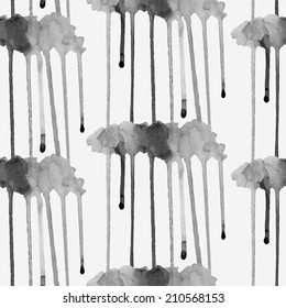 Seamless watercolor rainy pattern. Vector illustration