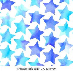 Seamless watercolor stars pattern. Vector illustration