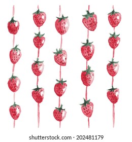 seamless watercolor strawberry pattern