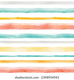 Seamless watercolor striped pattern. Vector