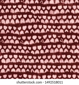 Seamless watercolor texture pattern illustration. Soft Red abstract rough shapes and horizontal lines vector for armchair, curtain and linens fabric print background.