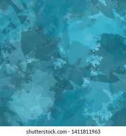 Seamless watercolor turquoise background. Abstract vector texture of brush strokes of paint. Repetitive pattern for printing on fabric. Backdrop for business cards, icons, templates, labels, posters