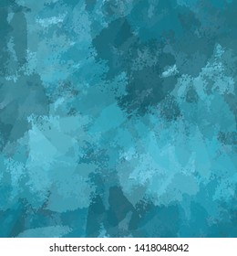 Seamless watercolor turquoise background. Abstract vector texture of brush strokes of paint. Repetitive pattern for printing on fabric. Backdrop for business cards, icons, templates, labels, posters