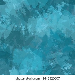 Seamless watercolor turquoise background. Abstract vector texture of brush strokes of paint. Repetitive pattern for printing on fabric. Backdrop for business cards, icons, templates, labels, posters